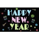 Flagge 90 x 150 : Happy New Year Neon